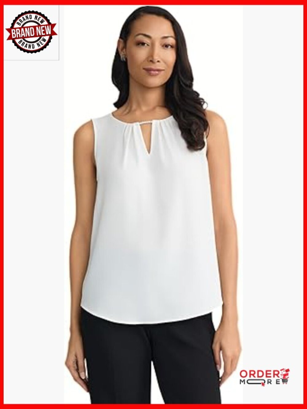 Petite Sleeveless V-Neck Beaded Jersey Top